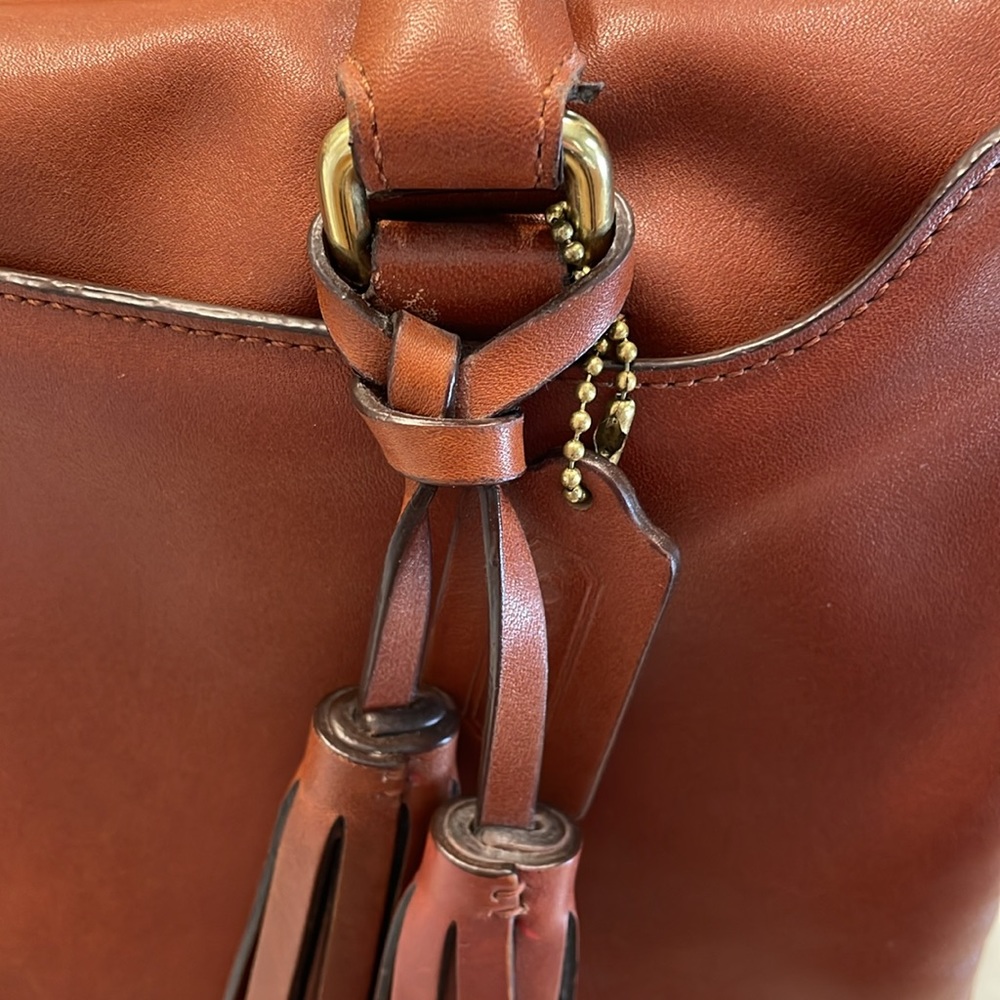 Coach Brown Leather Satchel with Tassel - Picture 11 of 16